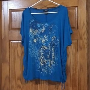 Style & Co. Blue with Gold Print Shirt